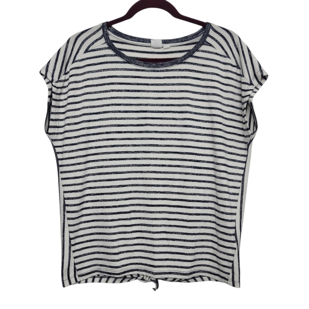 Gap Striped Tie Back Sleeveless Top Black and White Women's
